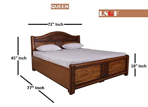 Solid Sagwan Wood Bed with Storage