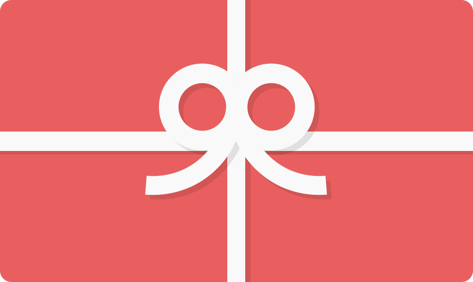 Gift Card  wrapped in red paper with a white bow. 